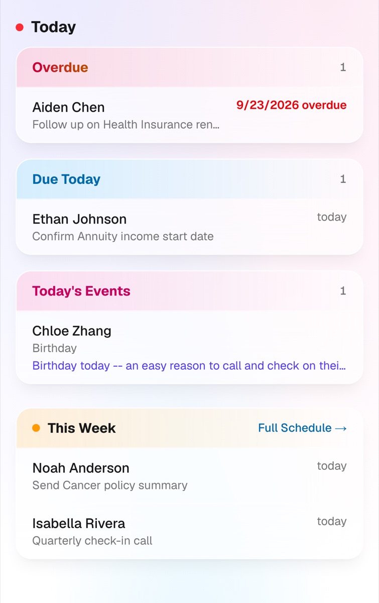 The same Today screen on a phone